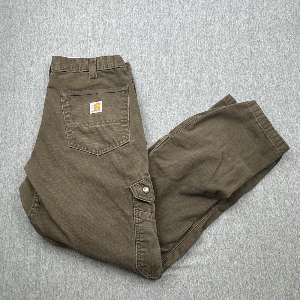 Carhartt Pants Mens 33x32 Brown Relaxed Fit Ripstop Cargo Work Utility B342 DFE